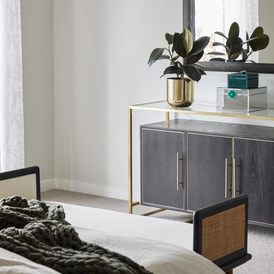 a bed in a room
